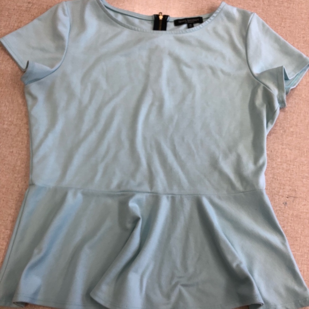 Peplum blouse pale blue exposed zipper XL